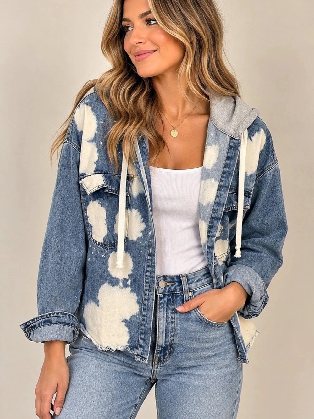 BiBi Distressed Denim Hooded Jacket (101034) 🌼☀️